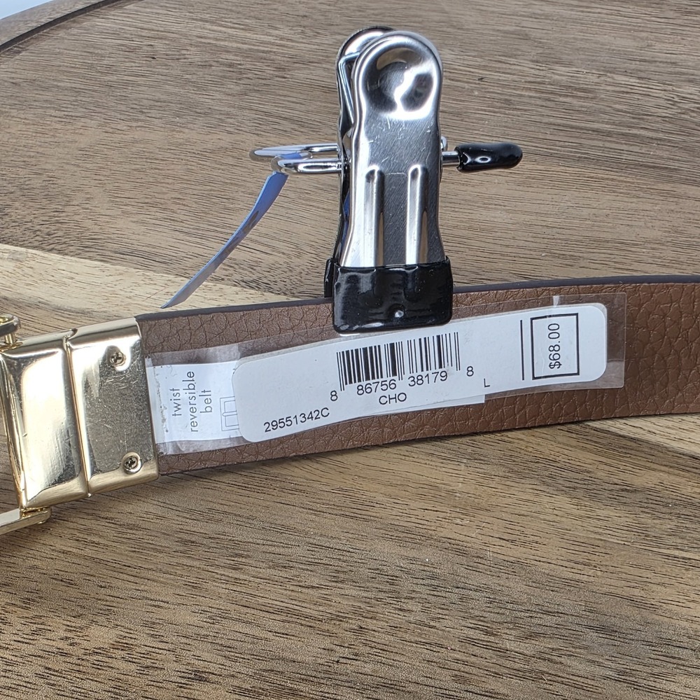 MICHAEL KORS Women MK Signature Reversible Belt Brown Signatur Gold Silver LARGE - Picture 4 of 5